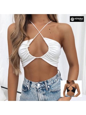 Top Corto Bralette Bra Top Aperto Davanti Woman Short Crop Design Top 330057